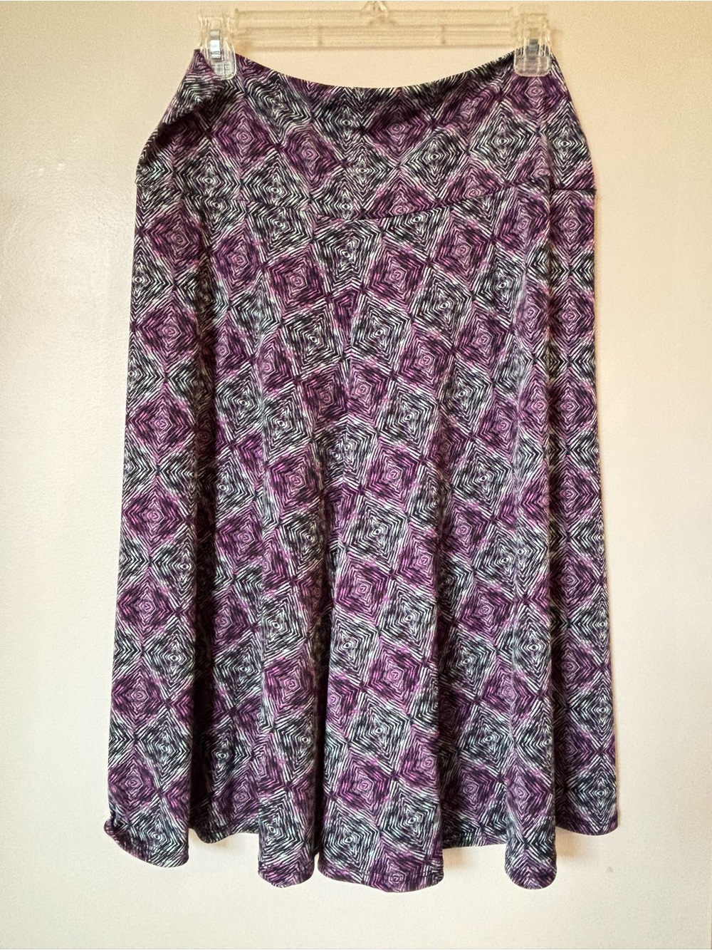 LuLaRoe Purple and Black Geometric Circle Skirt, size XL